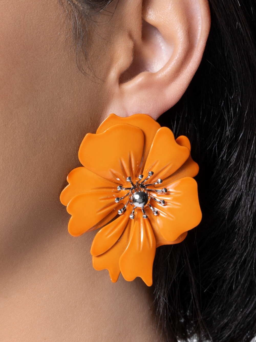 NWT Orange Flower Earrings(Last One)